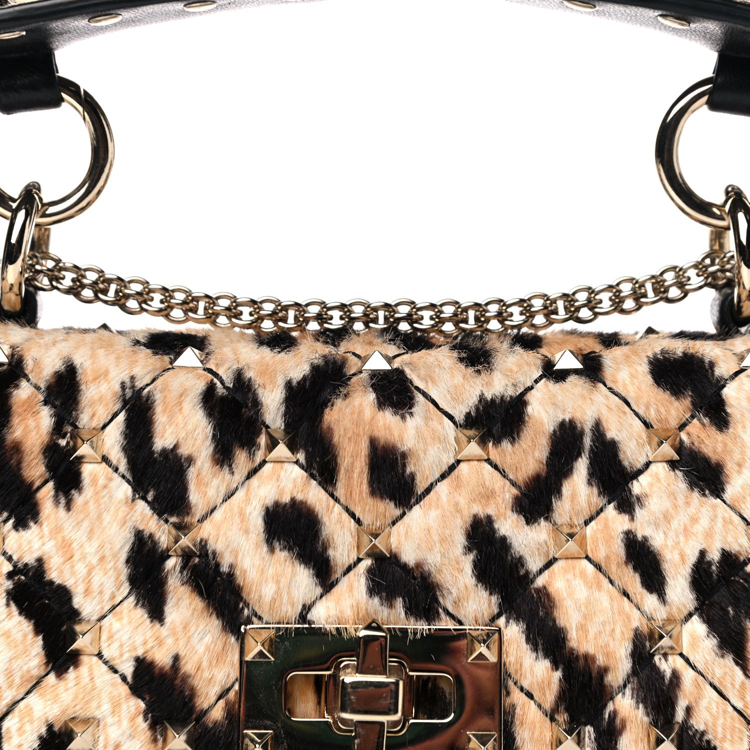 Valentino Garavani Calf Hair Leopard Print Small Rockstud Spike Shoulder Bag 9 of 17