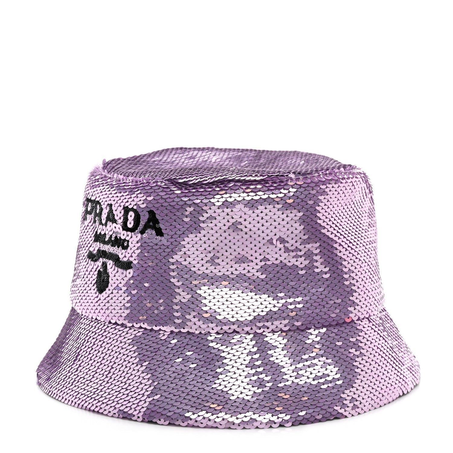 Prada Paillettes Triangle Logo Womens Bucket Hat M Purple 1 of 8