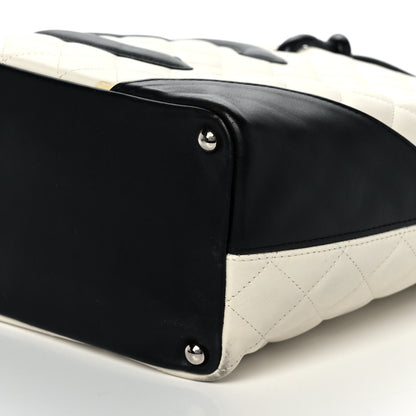 Chanel Calfskin Quilted Medium Cambon Tote White Black 9 of 9