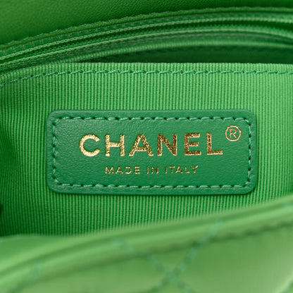 Chanel Lambskin Resin Quilted Mini Pearl Samba Square Flap Green 6 of 10