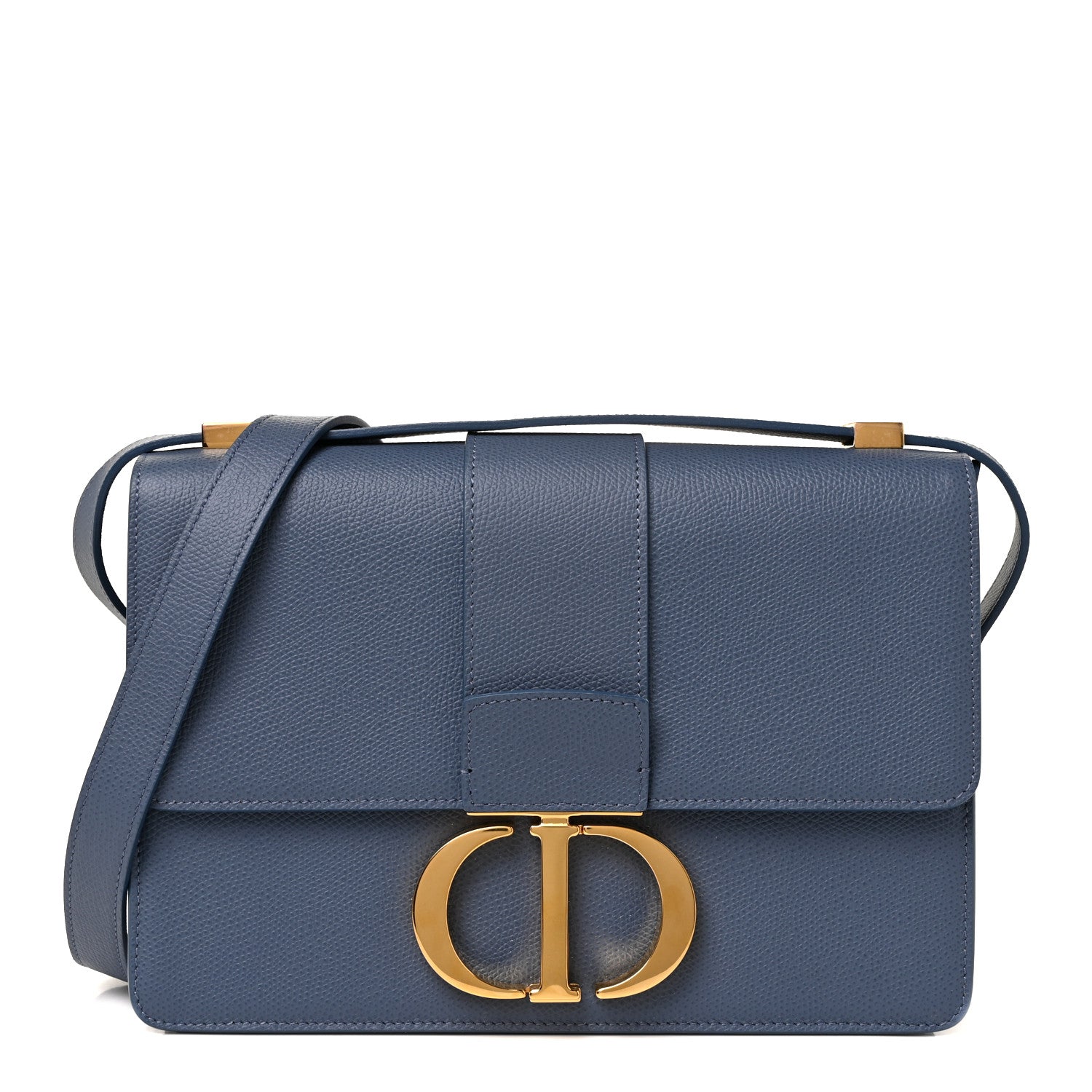 Christian Dior Grained Calfskin 30 Montaigne Flap Bag Blue 1 of 8