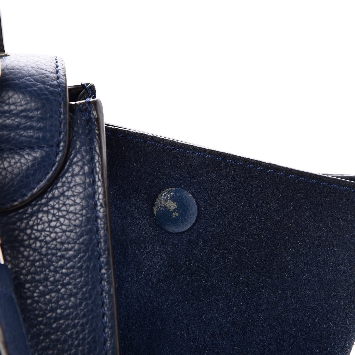 Drummed Calfskin Suede Medium Trapeze Navy