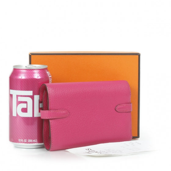 Hermes Chevre de Coromandel Medium Kelly Wallet Fuchsia 2 of 11
