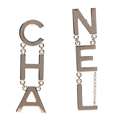 Chanel Metal Cha-Nel Logo Drop Earrings Gold 1 of 4