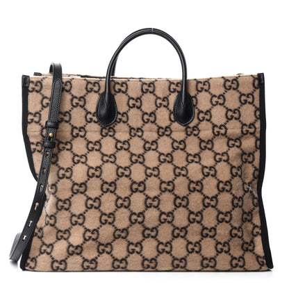 Gucci Covered Wool GG Monogram Large Tote Bag Beige Ebony 1 of 10