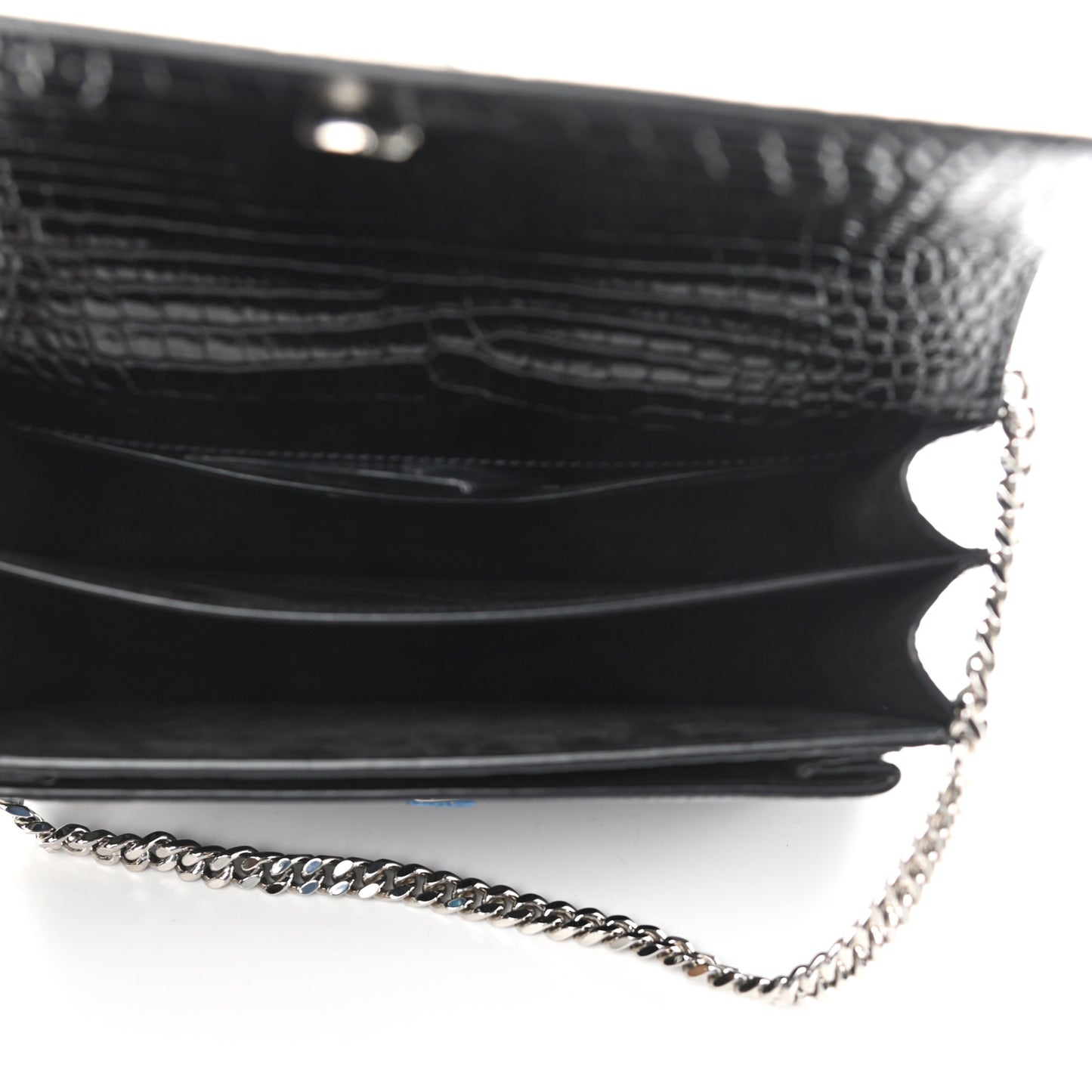 Calfskin Crocodile Embossed Medium Monogram Sunset Black