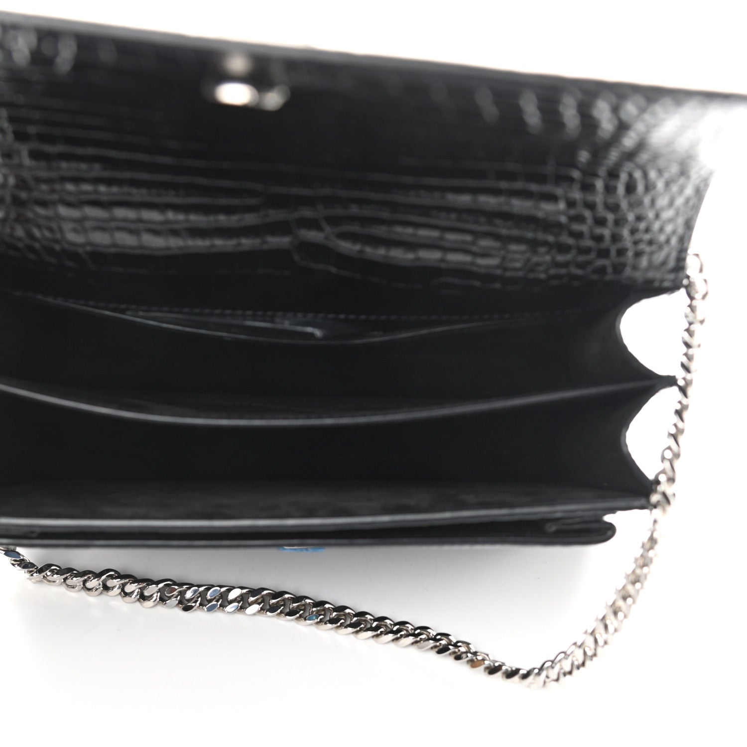 Saint Laurent Calfskin Crocodile Embossed Medium Monogram Sunset Black 5 of 9