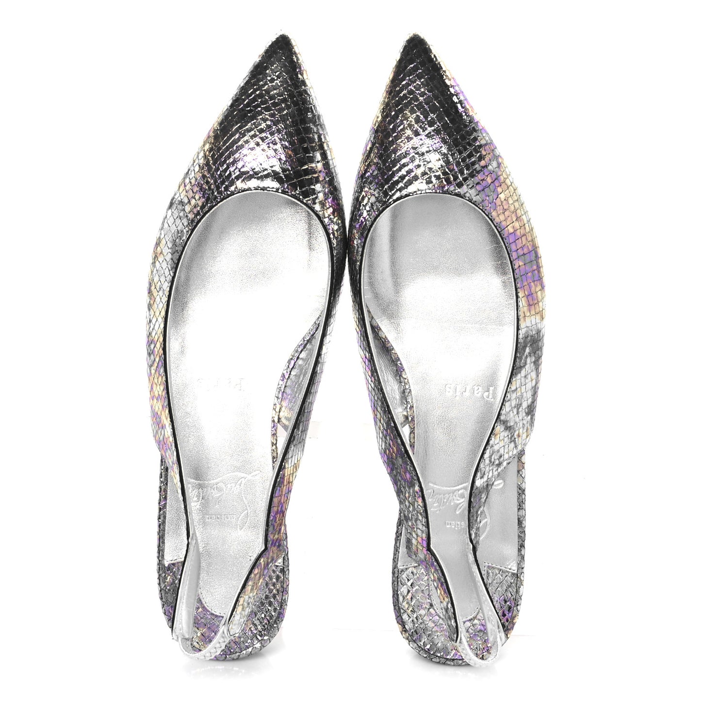 Metallic Snakeskin Embossed Hot Chickita Slingback Flats 37.5 Multicolor
