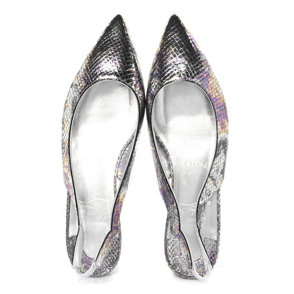 Christian Louboutin Metallic Snakeskin Embossed Hot Chickita Slingback Flats 37.5 Multicolor 2 of 9