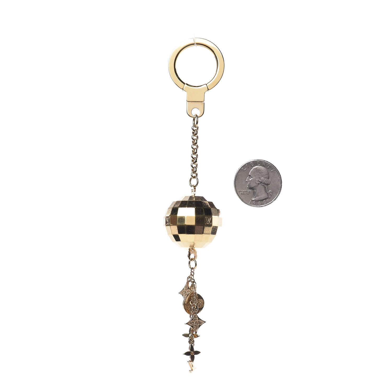 Louis Vuitton Mirror Ball Disco Key Holder Chain Ring Gold 2 of 2