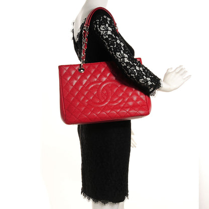 Chanel Caviar Quilted Grand Shopping Tote GST Red 2 of 7