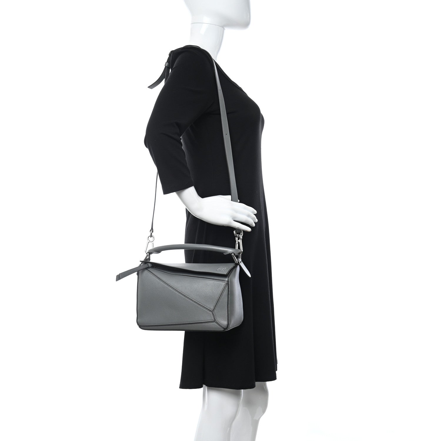 Loewe Calfskin Small Puzzle Bag Gunmetal 2 of 9