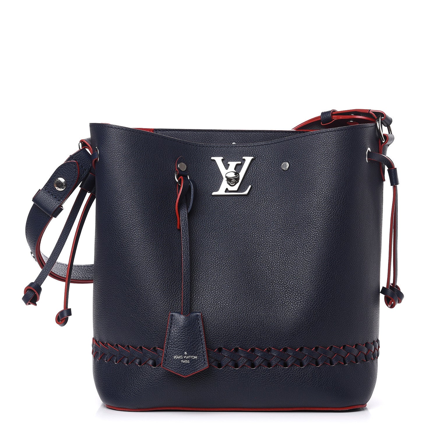Louis Vuitton Soft Calfskin Braided Lockme Bucket Marine Rouge 1 of 9