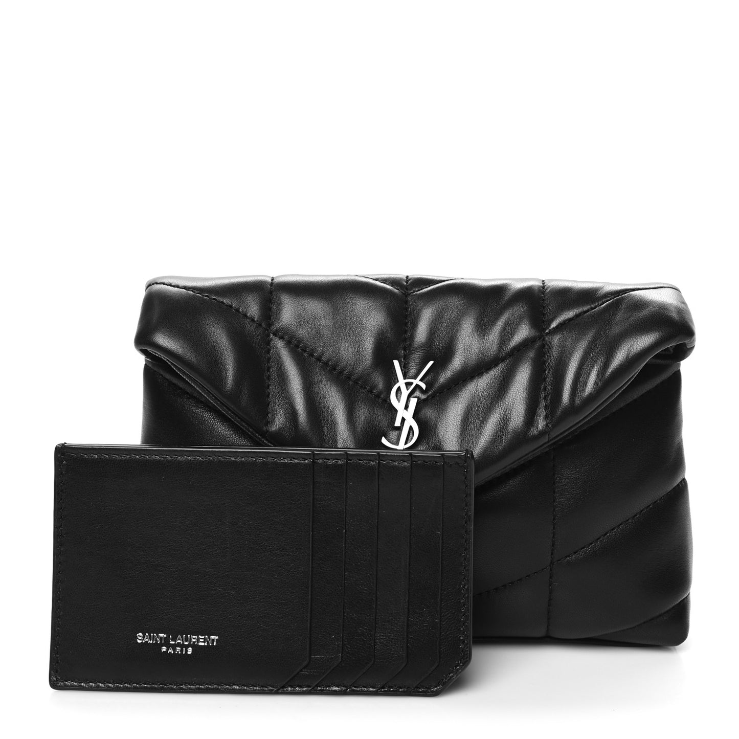 Lambskin Monogram Loulou Puffer Pouch Clutch Black
