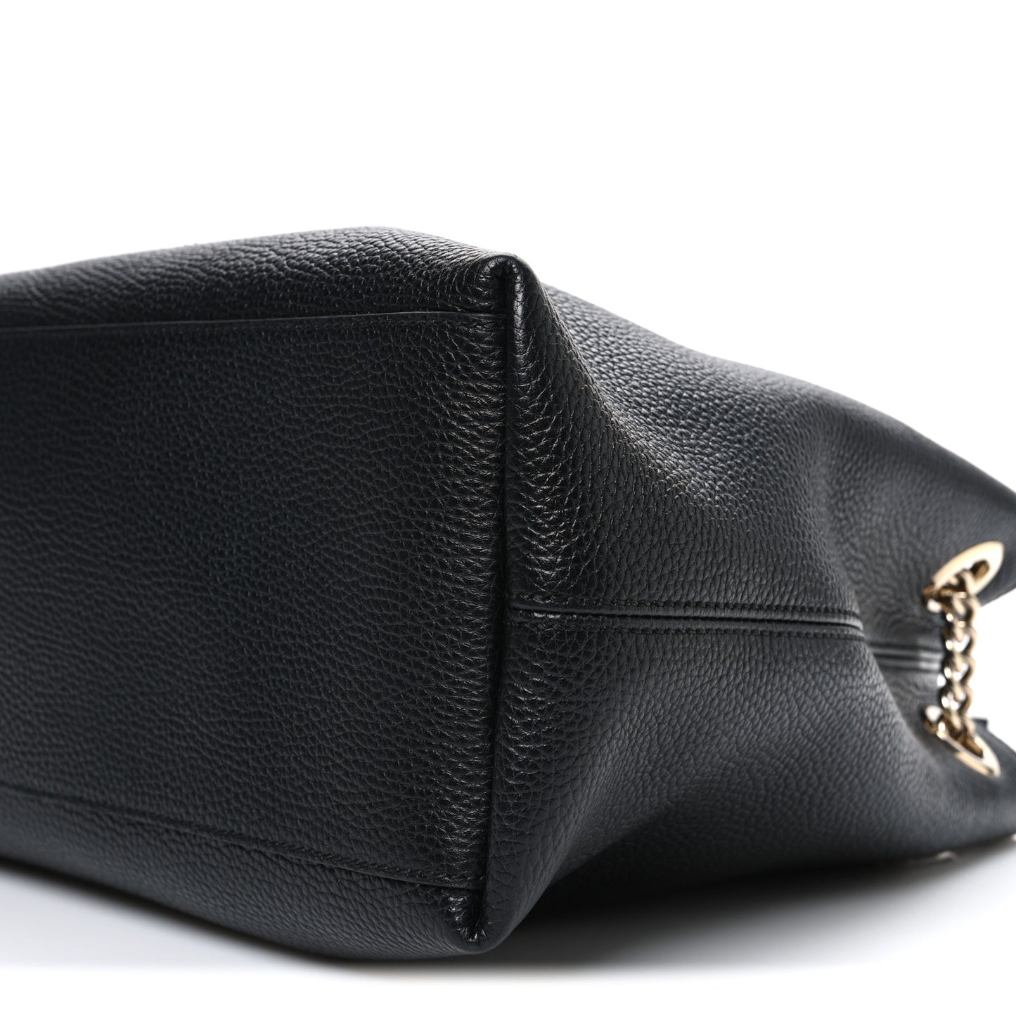 Pebbled Calfskin Medium Soho Chain Shoulder Bag Black