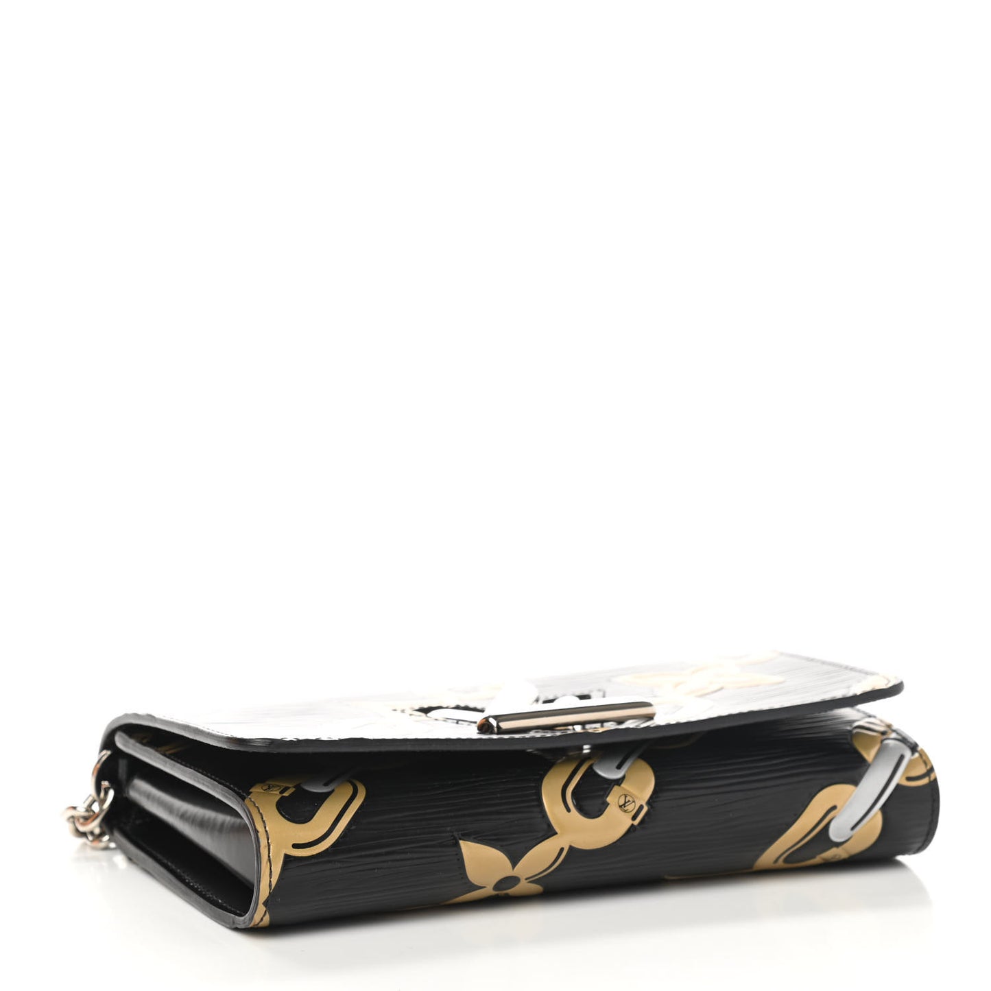 Epi Chain Flower Print Twist Chain Wallet Black