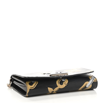Louis Vuitton Epi Chain Flower Print Twist Chain Wallet Black 4 of 11