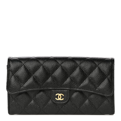 Chanel Caviar Quilted Large Gusset Flap Wallet Black 1 of 12