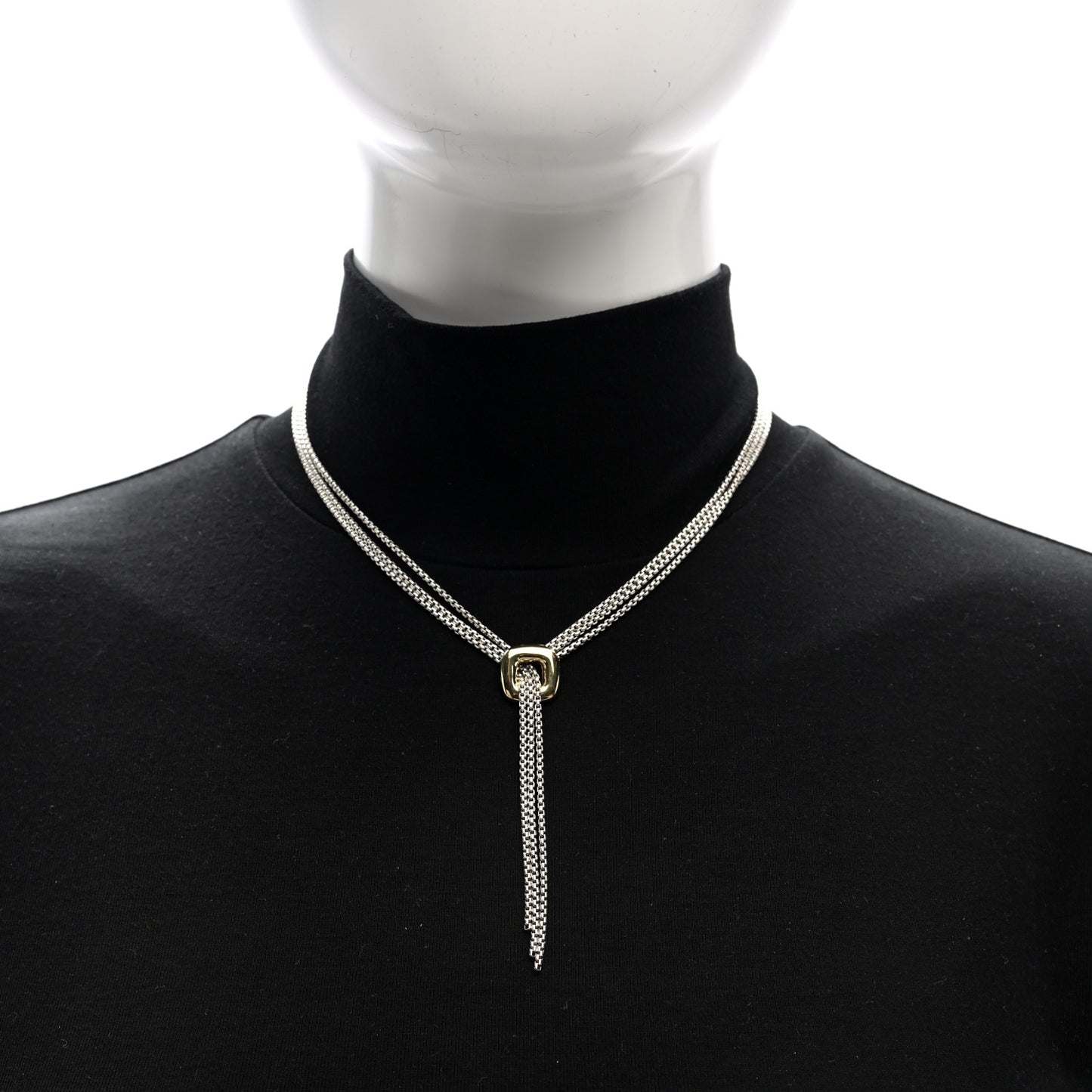 Sterling Silver 18K Yellow Gold Lariat Waterfall Necklace