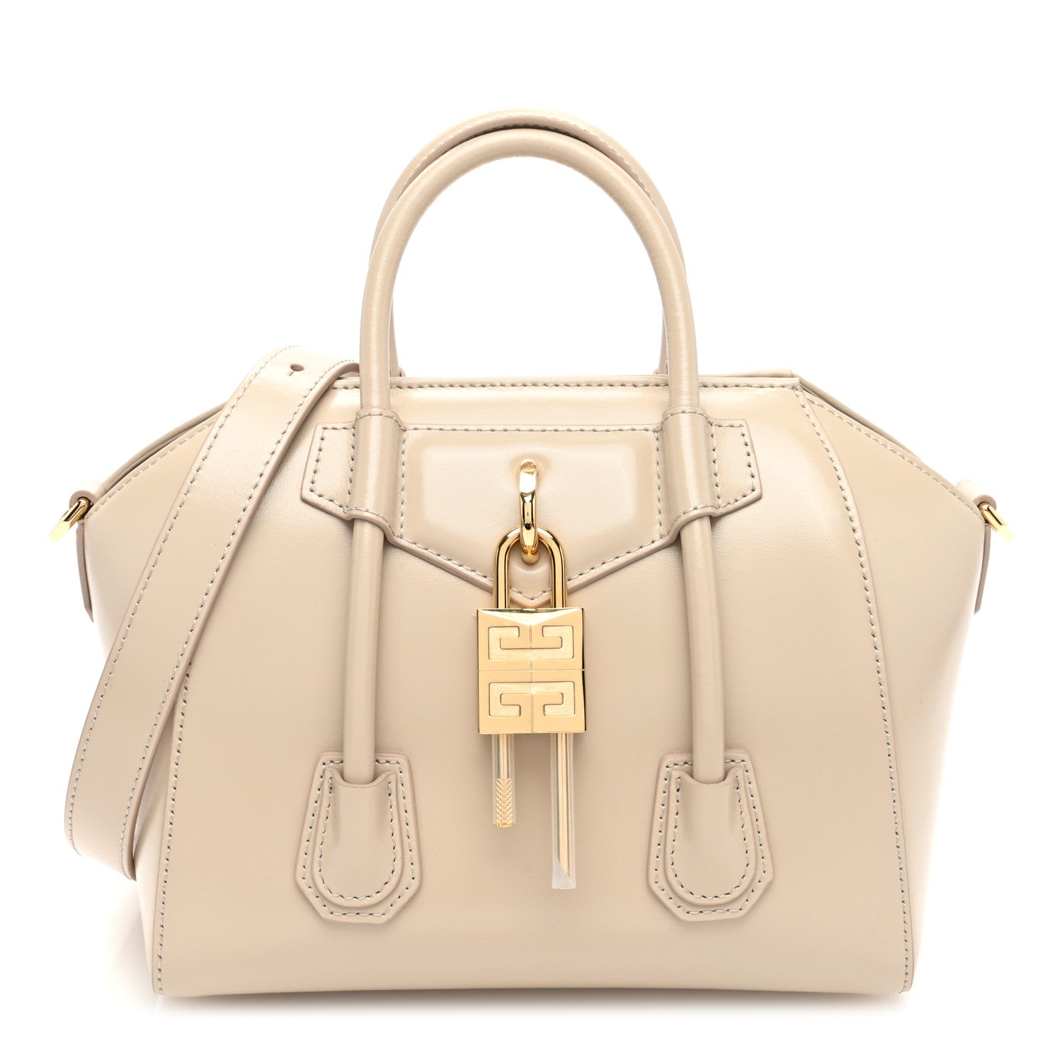 Givenchy Box Calfskin Mini Lock Antigona Shoulder Bag Natural Beige 1 of 9