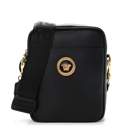 Versace Grained Calfskin Small Medusa Messenger Bag Black 1 of 9