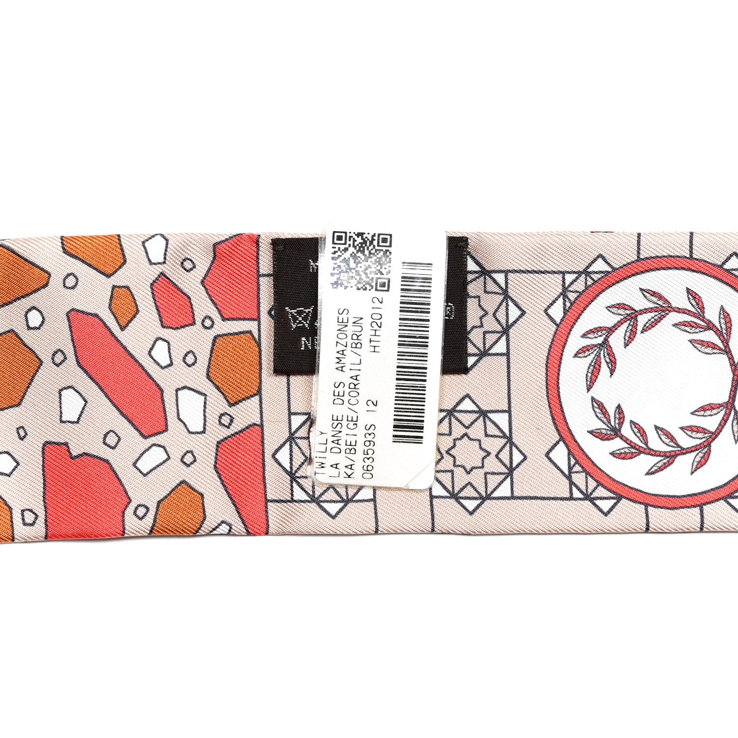 Hermes Silk La Danse Des Amazones Twilly Beige Corail Brun 4 of 4