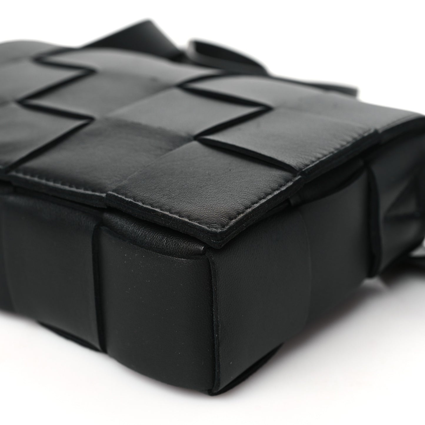 Lambskin Maxi Intrecciato Cassette Crossbody Bag Black