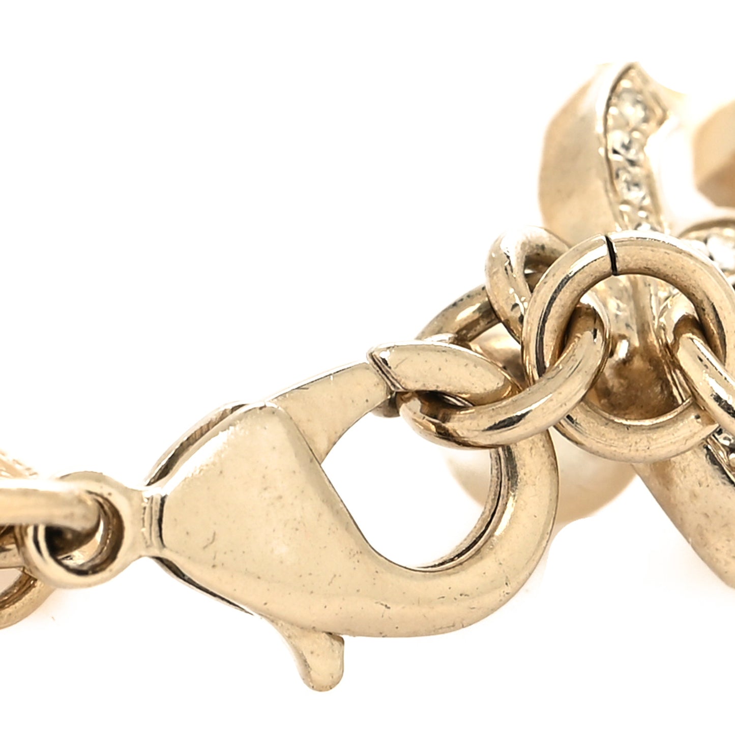 Graduated Pearl Crystal CC Bracelet Gold