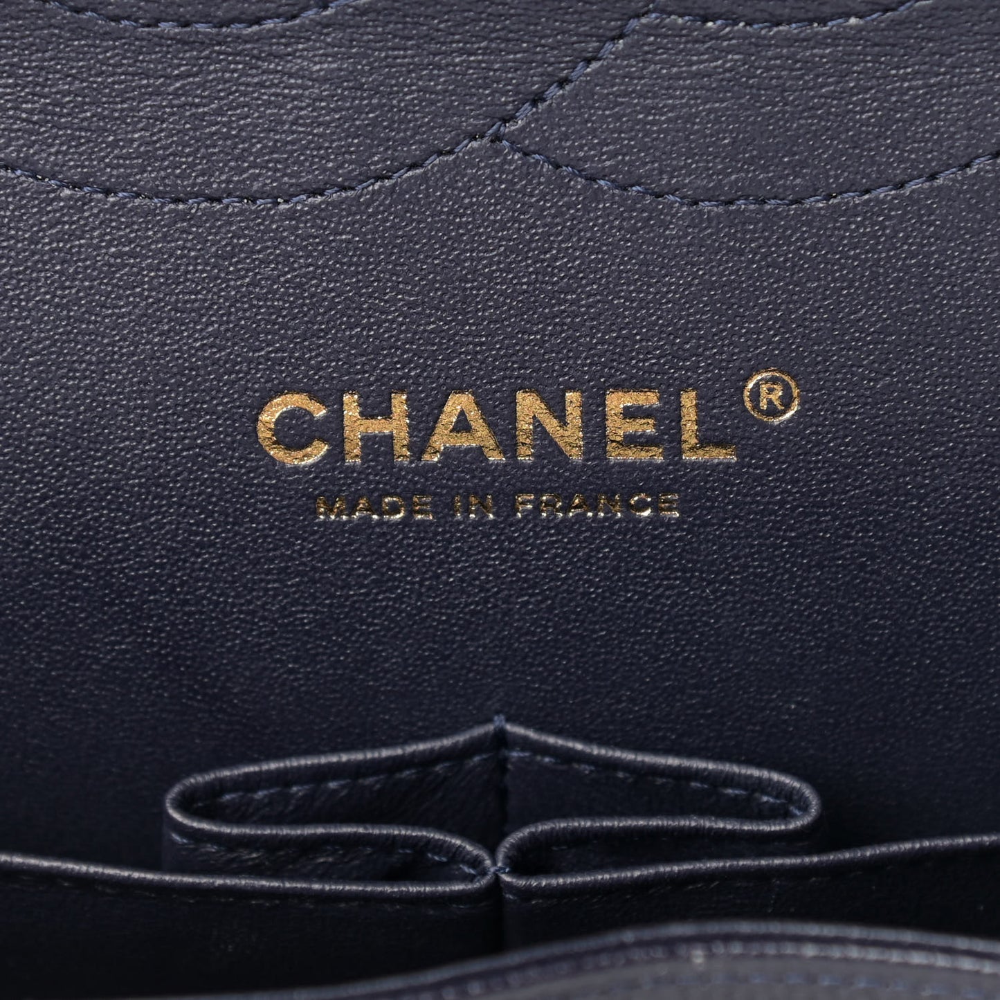 Caviar Chevron Quilted Jumbo Double Flap Navy