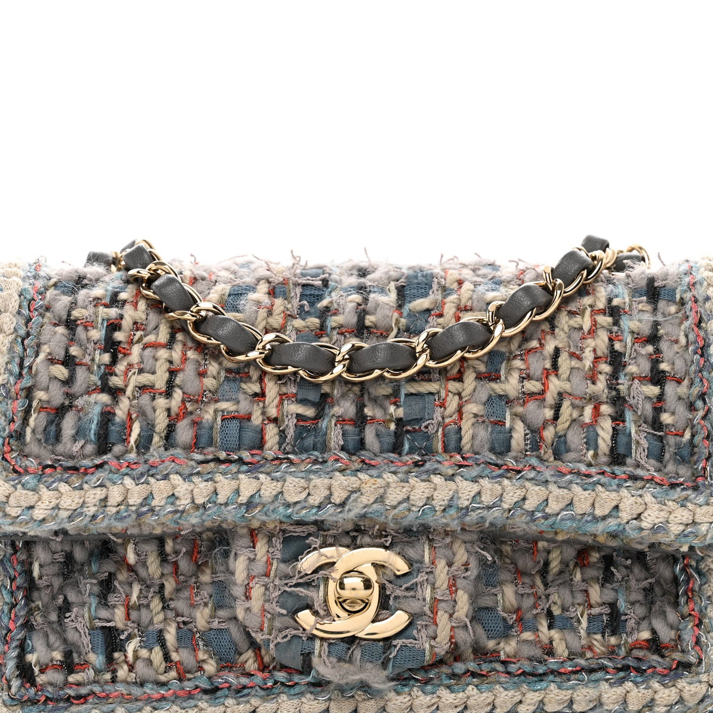 Tweed Braided Mini Rectangular Flap Multicolor