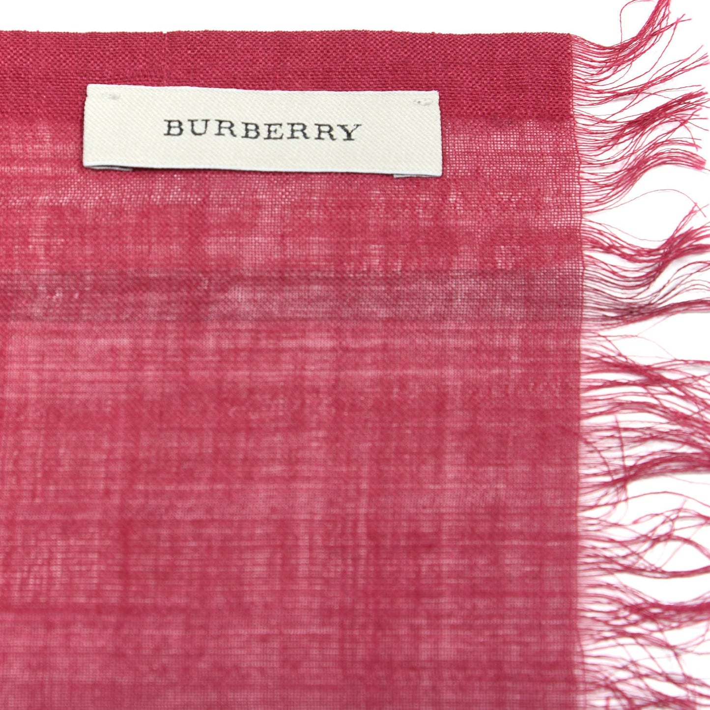 Wool Silk Gauze Giant Check Scarf Fuchsia Pink