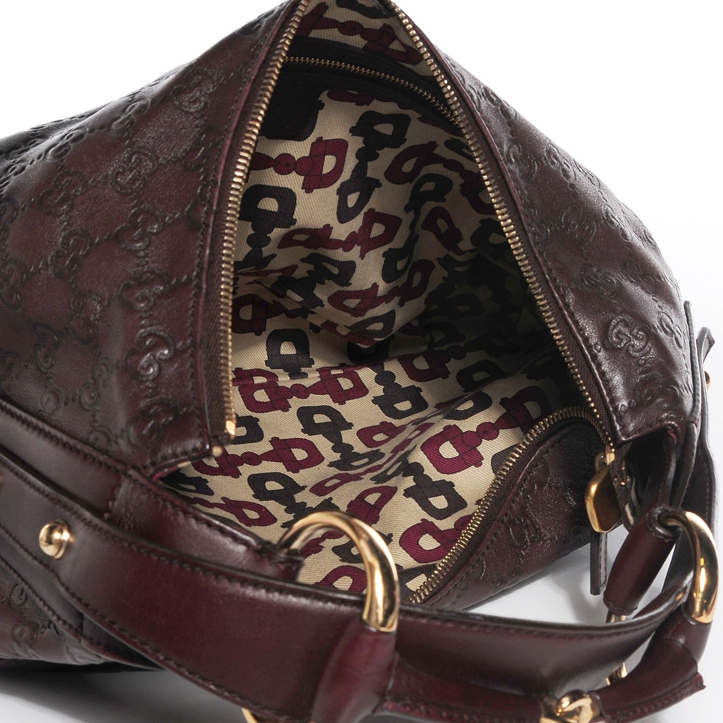 Guccissima Medium Horsebit Chain Hobo Brown