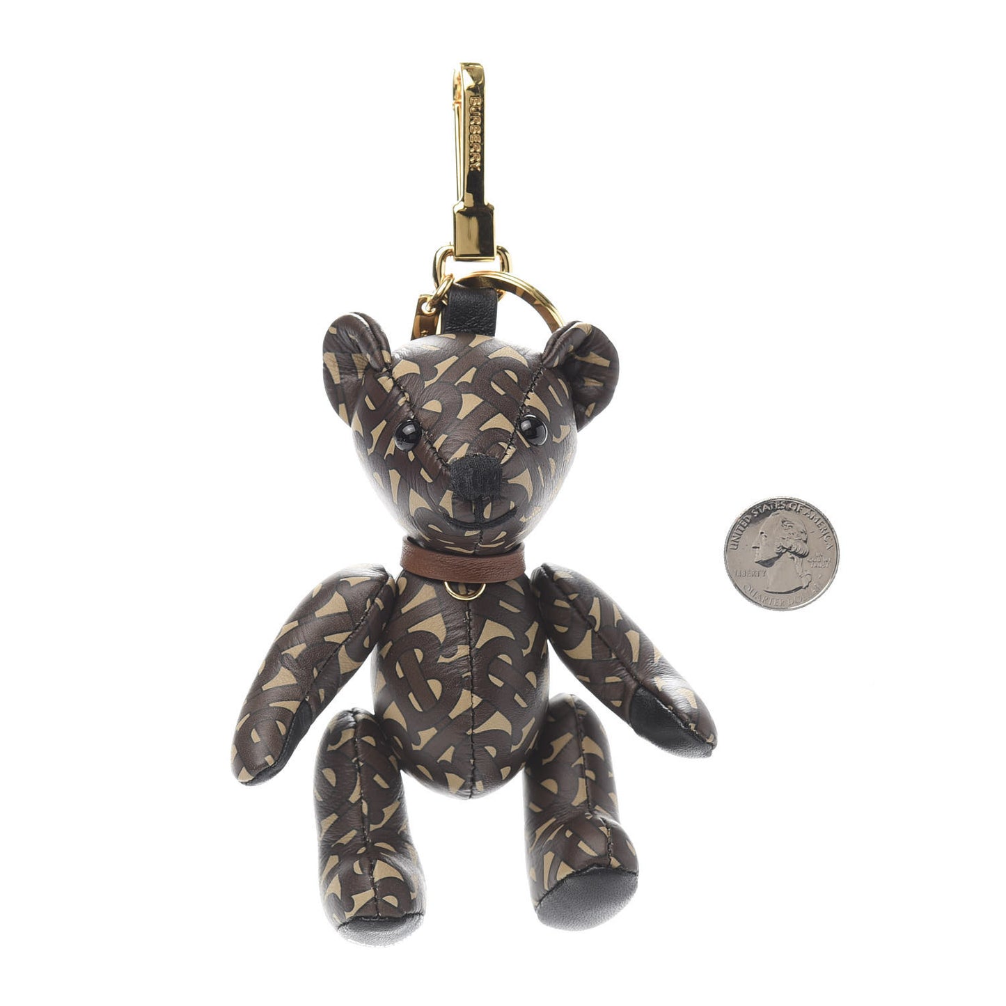 Calfskin Print Monogram Thomas Bear Bag Charm Bridle Brown