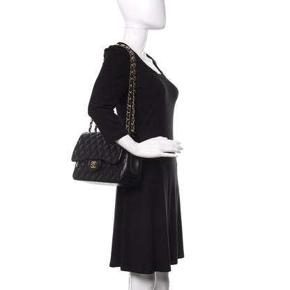 Chanel Lambskin Quilted Jumbo Double Flap Black 2 of 14