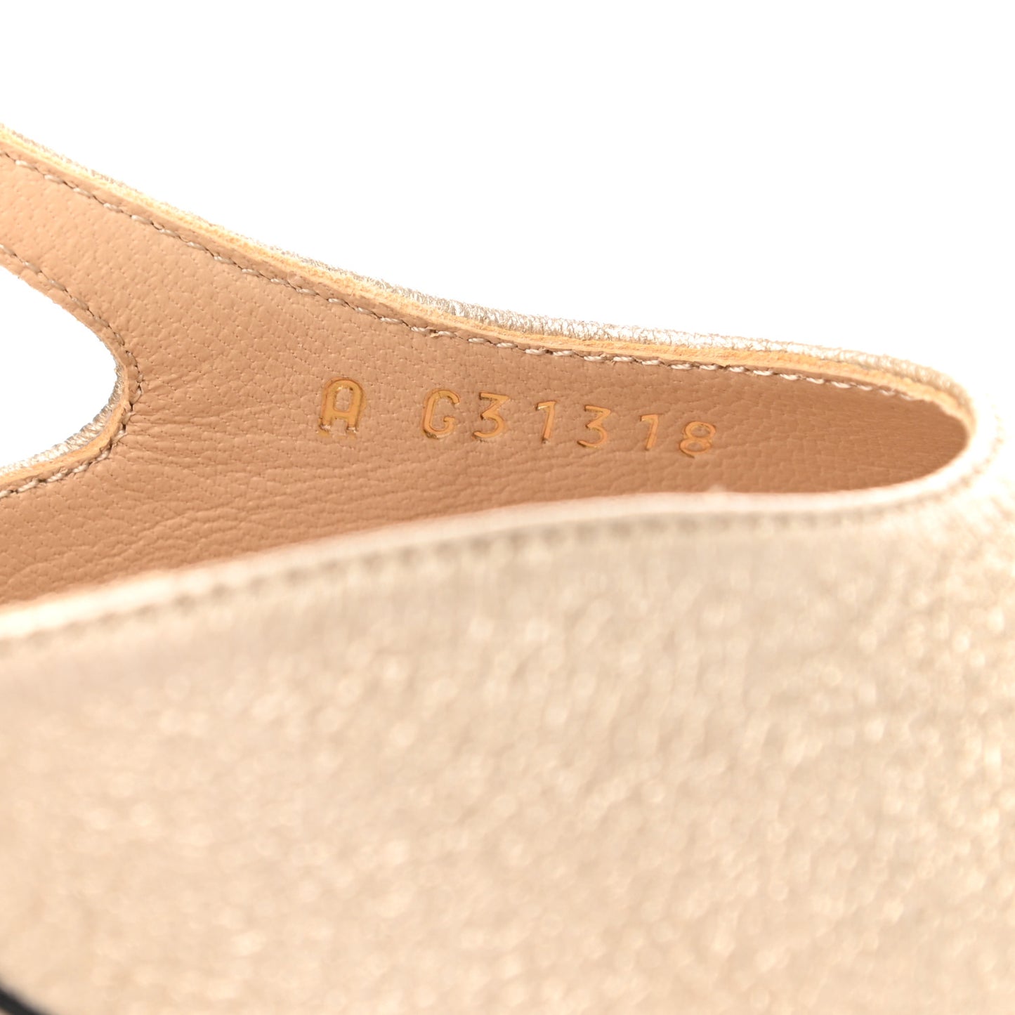 Metallic Lambskin Grosgrain Cap Toe CC Slingback Pumps 36.5 Gold Black
