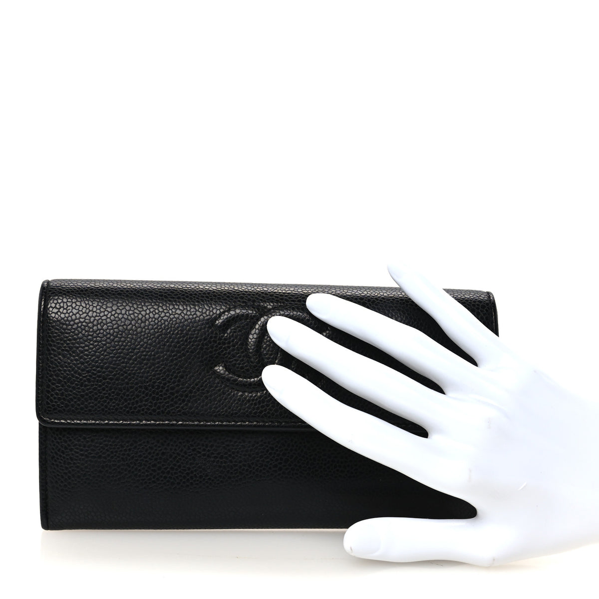 Caviar Timeless CC Large Gusset Flap Wallet Black