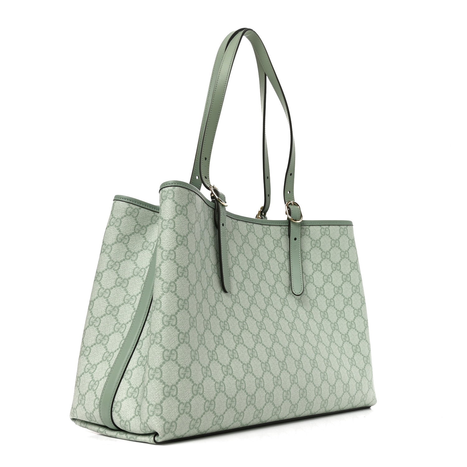 Gucci GG Supreme Monogram Emblem Large Tote Bag Sage Green 3 of 9