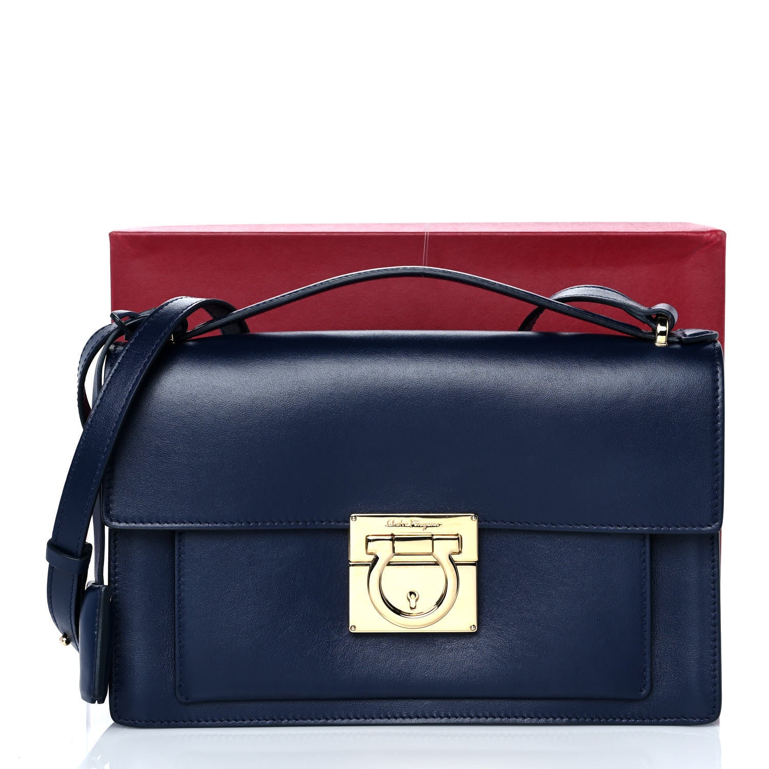 Salvatore Ferragamo Calfskin Aileen Navy 8 of 8