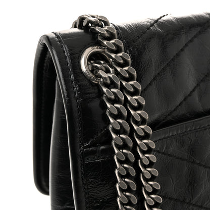 Saint Laurent Crinkled Calfskin Matelasse Monogram Large Niki Chain Satchel Black 12 of 12