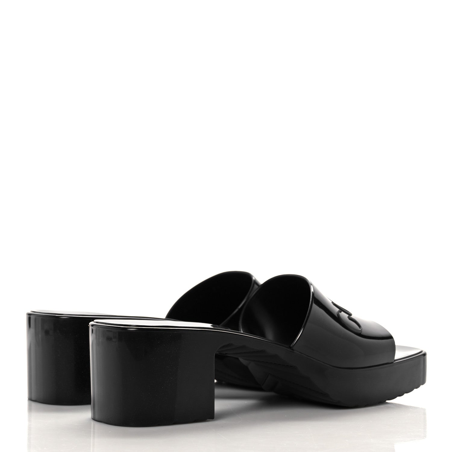Gucci Rubber Gucci Logo Womens Platform 20/60mm Slide Sandals 38 Black 4 of 9