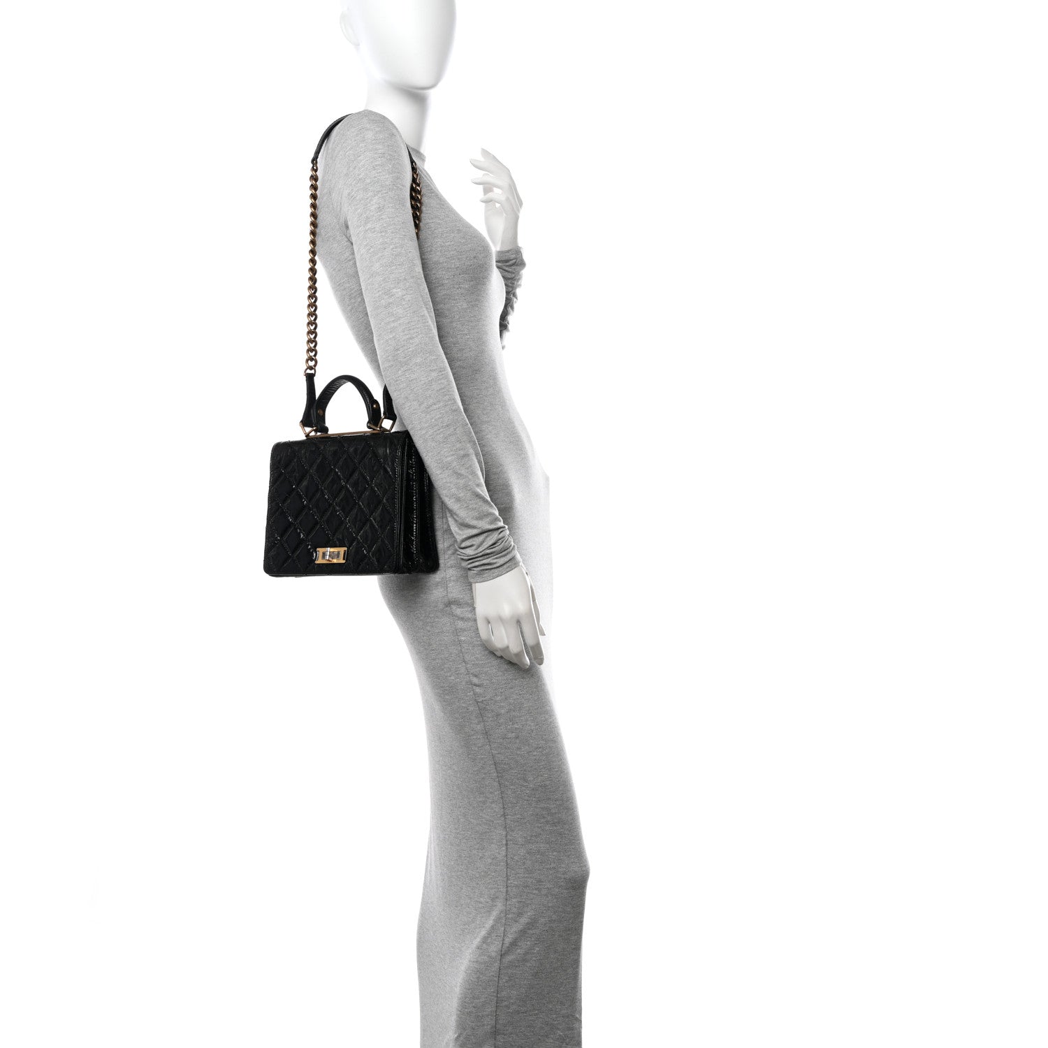 Chanel Glazed Calfskin Quilted Rita Top Handle Flap Black 2 of 16