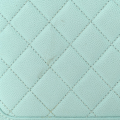 Chanel Caviar Quilted Medium CC Filigree Vanity Case Light Blue 12 of 14