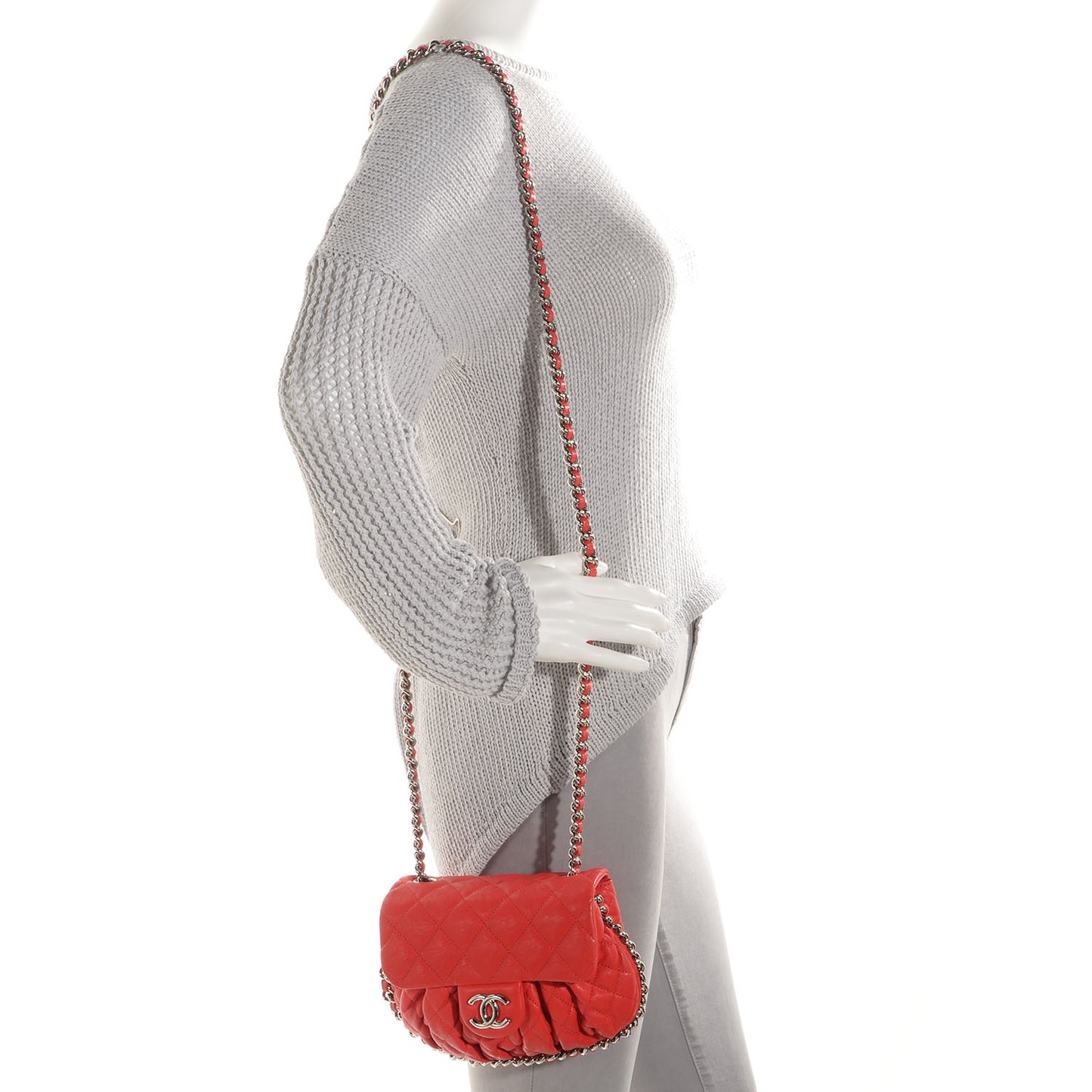 Lambskin Mini Chain Around Messenger Red