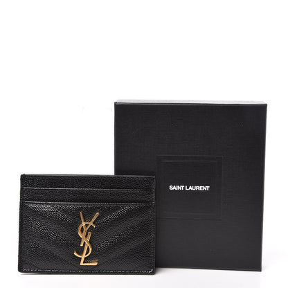 Saint Laurent Grain De Poudre Matelasse Chevron Monogram Credit Card Case Black 8 of 8