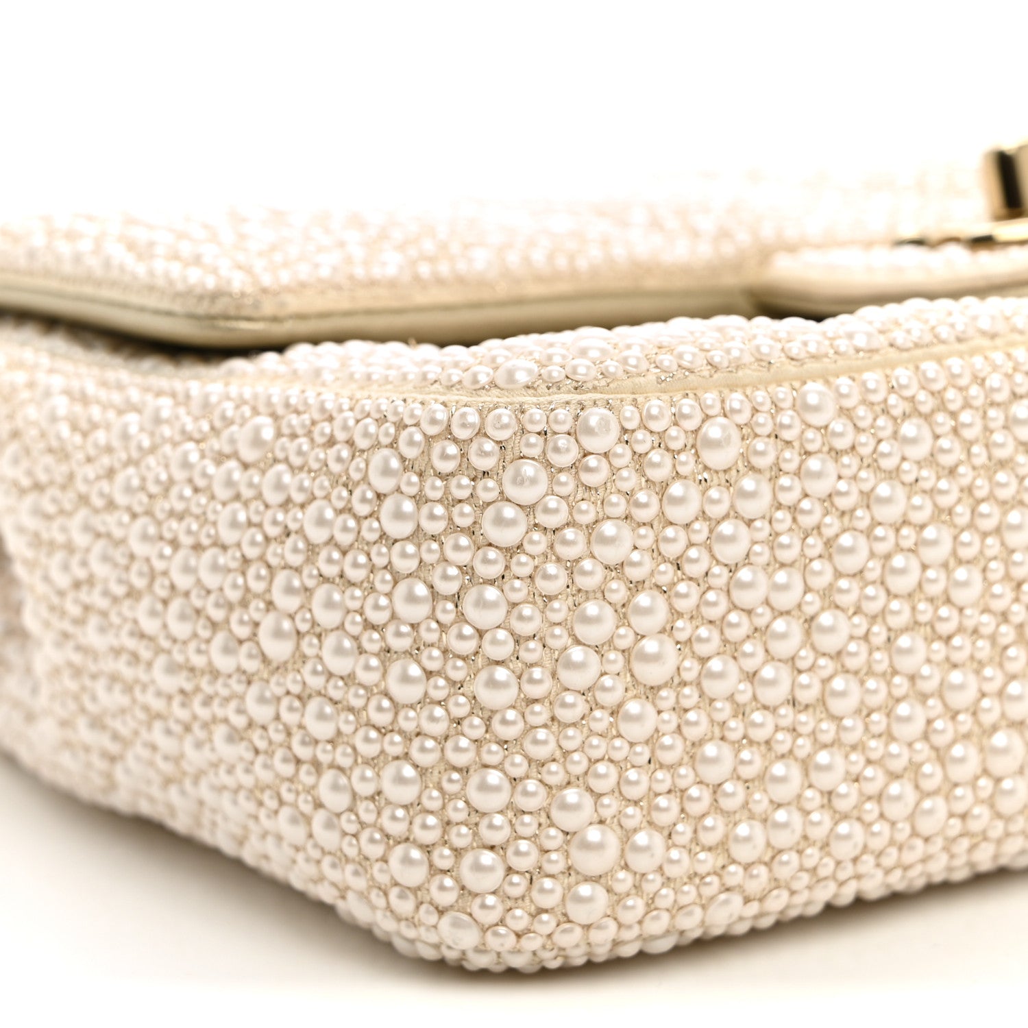 Chanel Metallic Lambskin Quilted Pearl Flap Gold White 9 of 11
