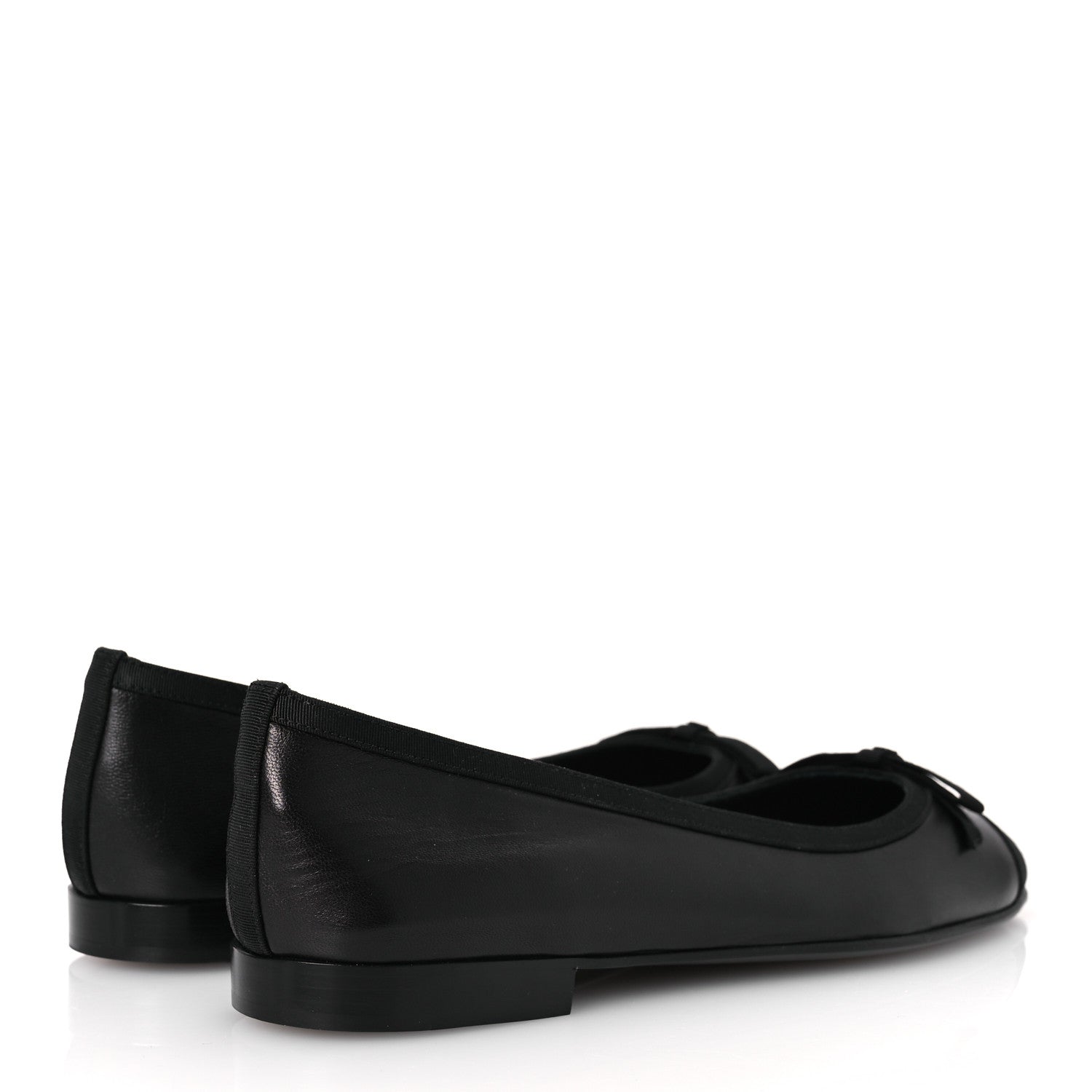 Chanel Goatskin Cap Toe Bow CC Ballerina Flats 38.5 Black 5 of 12