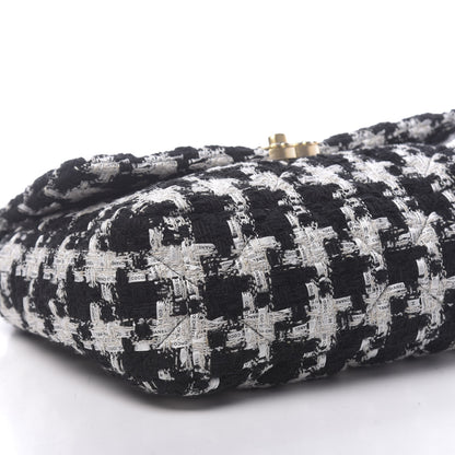 Chanel Tweed Quilted Large Chanel 19 Flap Black Ecru White 8 of 11