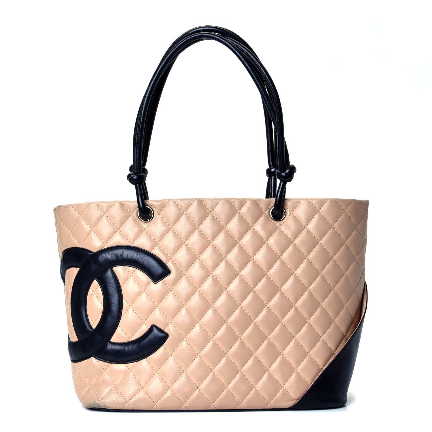 Chanel Calfskin Quilted Large Cambon Tote Beige Black 1 of 12