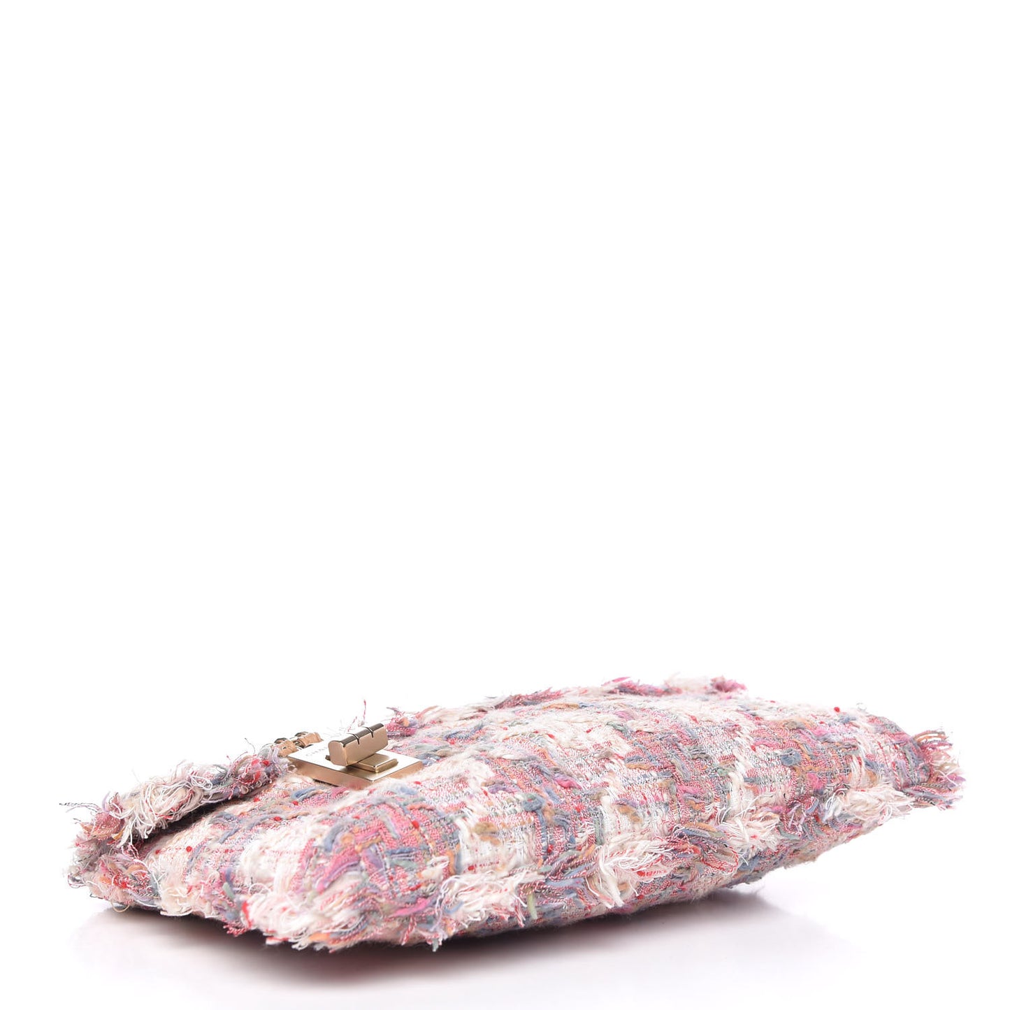 Tweed Fringe Chain Clutch Multicolor
