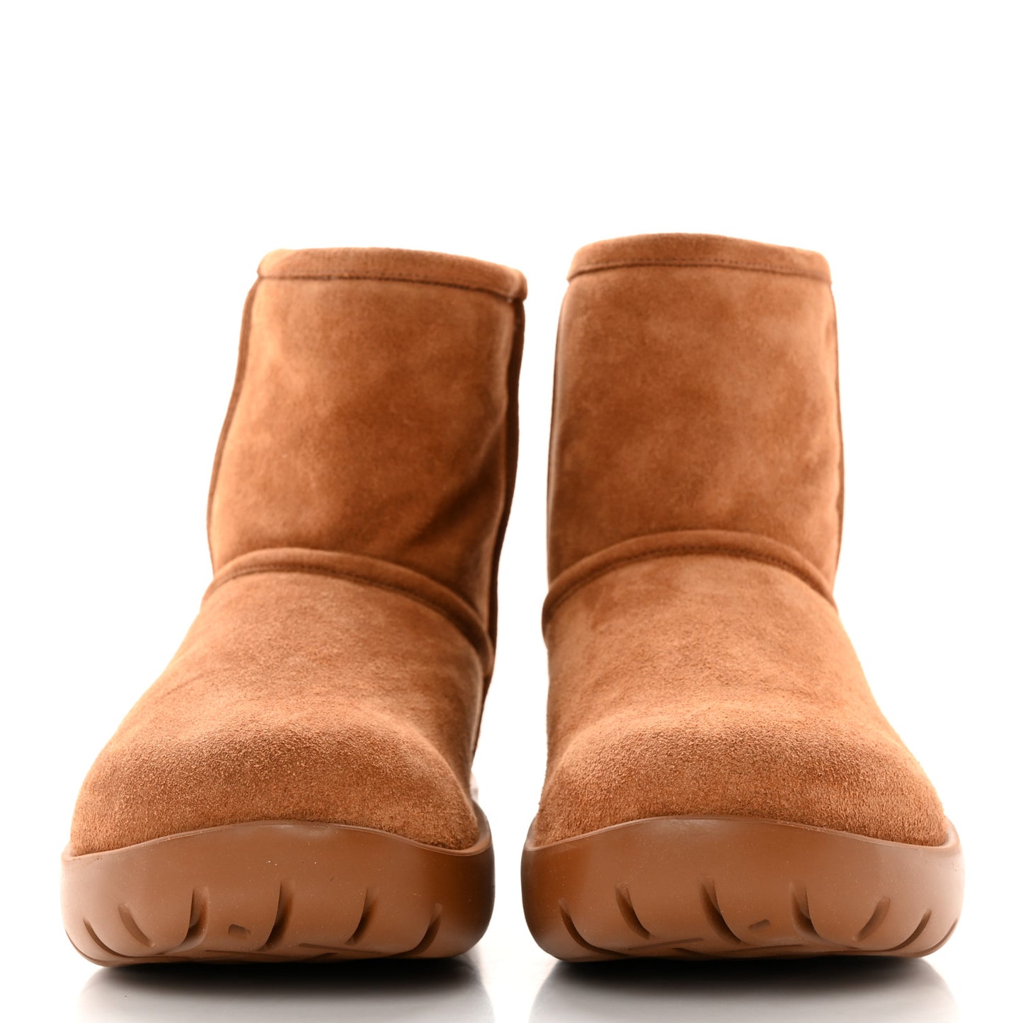 Suede Shearling Snap Ankle Boots 37 Caramel
